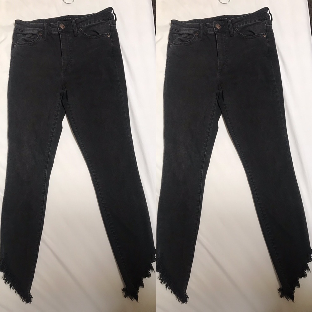 Joes high waisted black jeans with frayed bottoms
